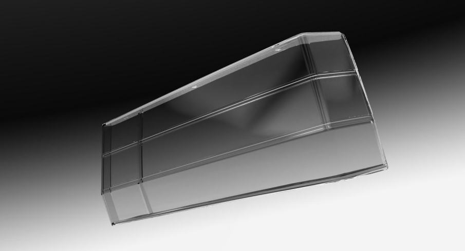 Finalny render zrekonstruowanego klosza lampy tylnej Mitsubishi Starion wykonany na podstawie skanowania 3D i inżynierii odwrotnej